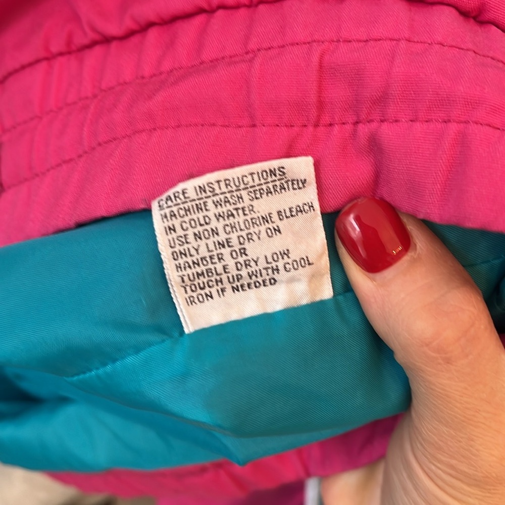 Vintage color block jacket pink blue white piping snap closure small - Picture 16 of 16